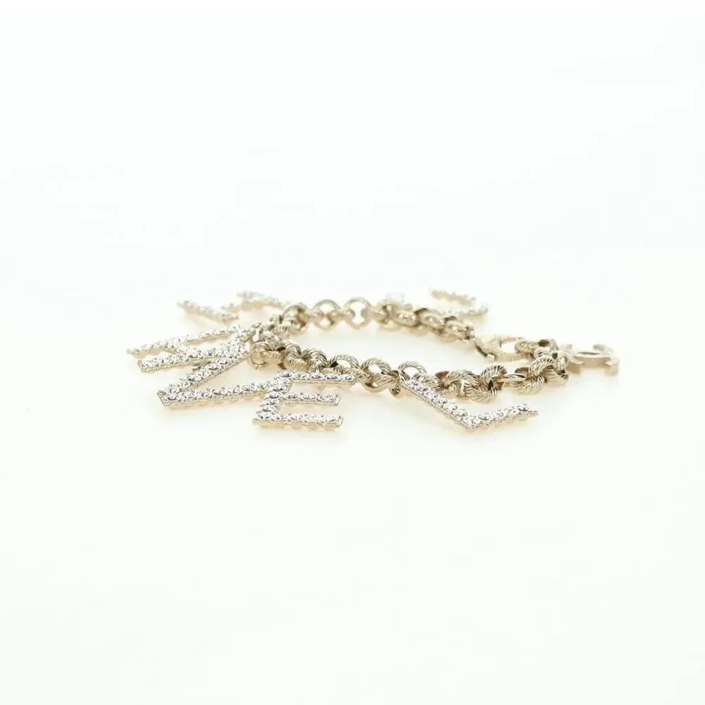 Chanel Logo Bracelet Metal Champagne Gold CC